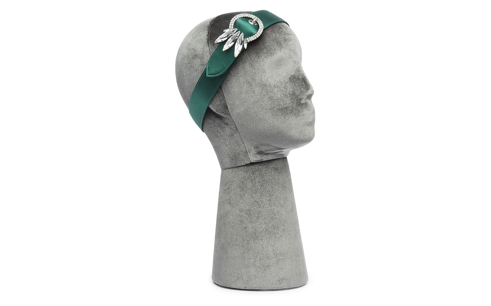 Miu Miu emerald satin headband with crystal detail