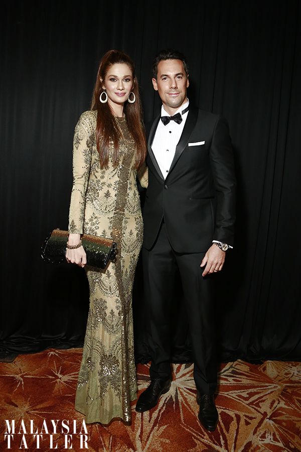 Kavita Sidhu in Farah Khan and Roberto Guiati in Tux Boggi Milano