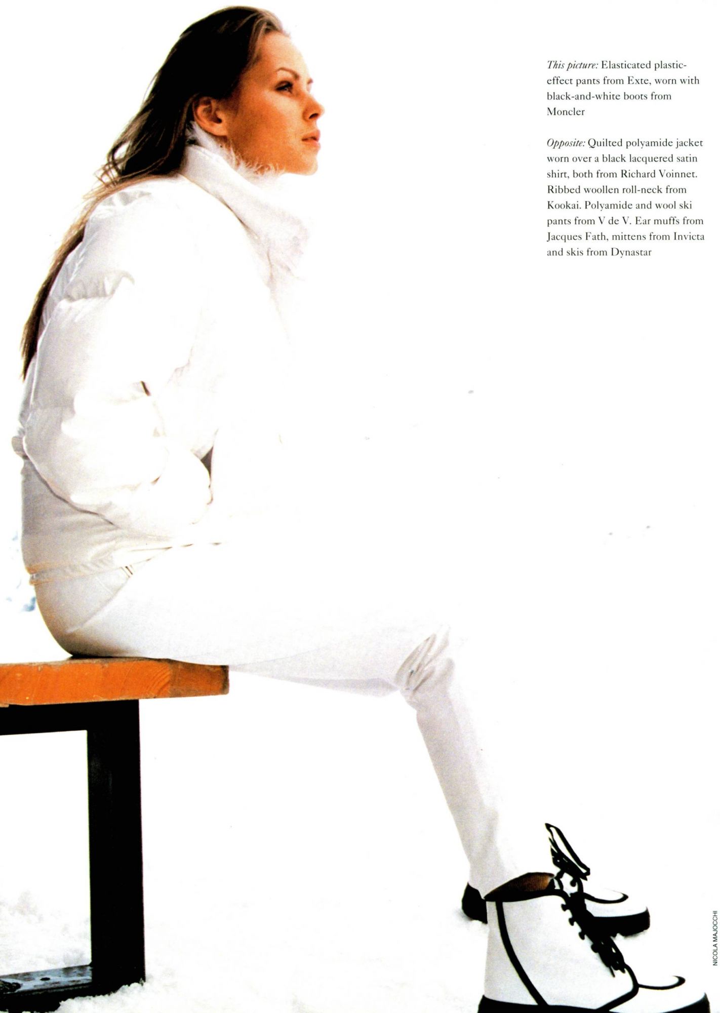 Pants from Exte, black and white boots from Moncler