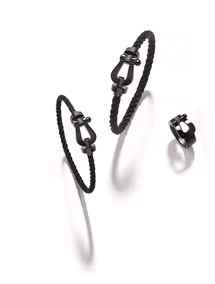Fred Force 10 Precious Black with a black gold buckle and cable