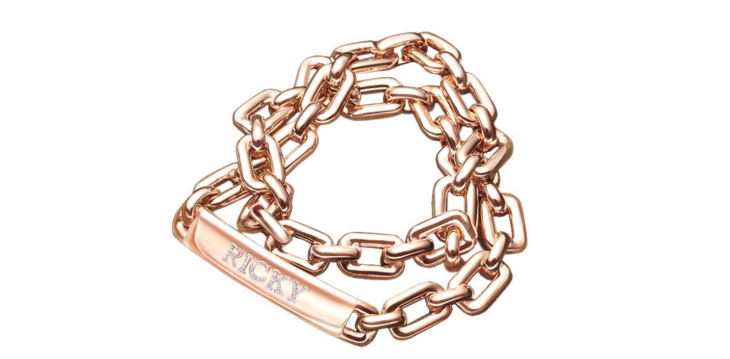 Chunky Chain ID double-wrap bracelet in rose gold, by Ralph Lauren
