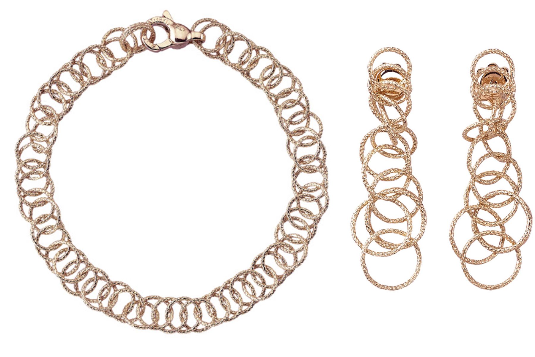 Hawaii necklace and earrings in pink gold, by Buccellati