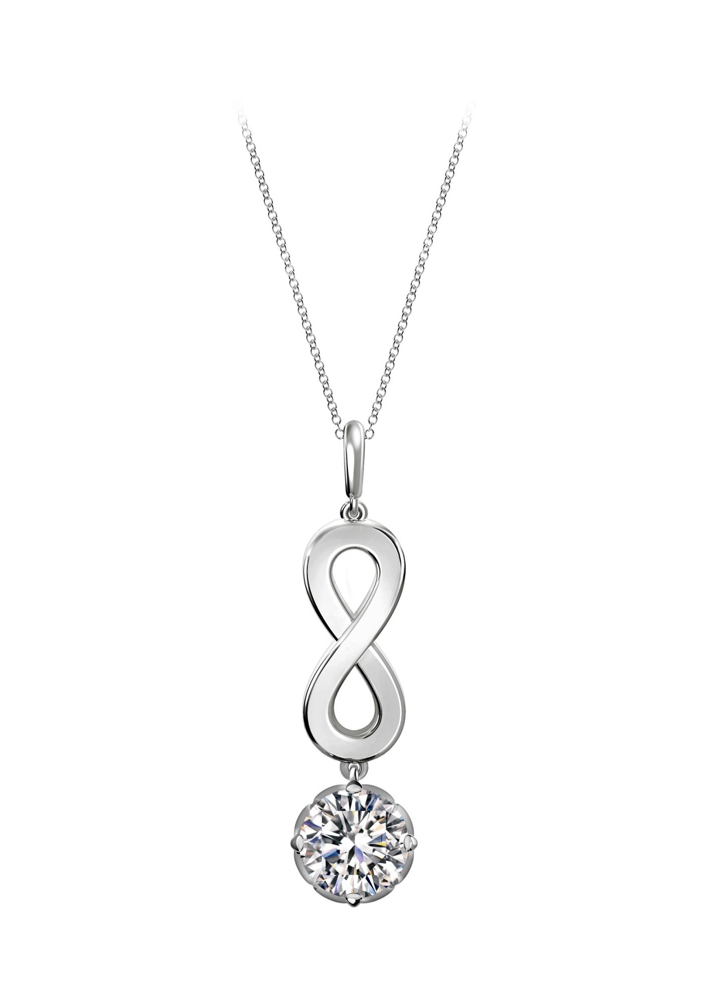Endlea solitaire pendant in white gold set with diamonds by Forevermark