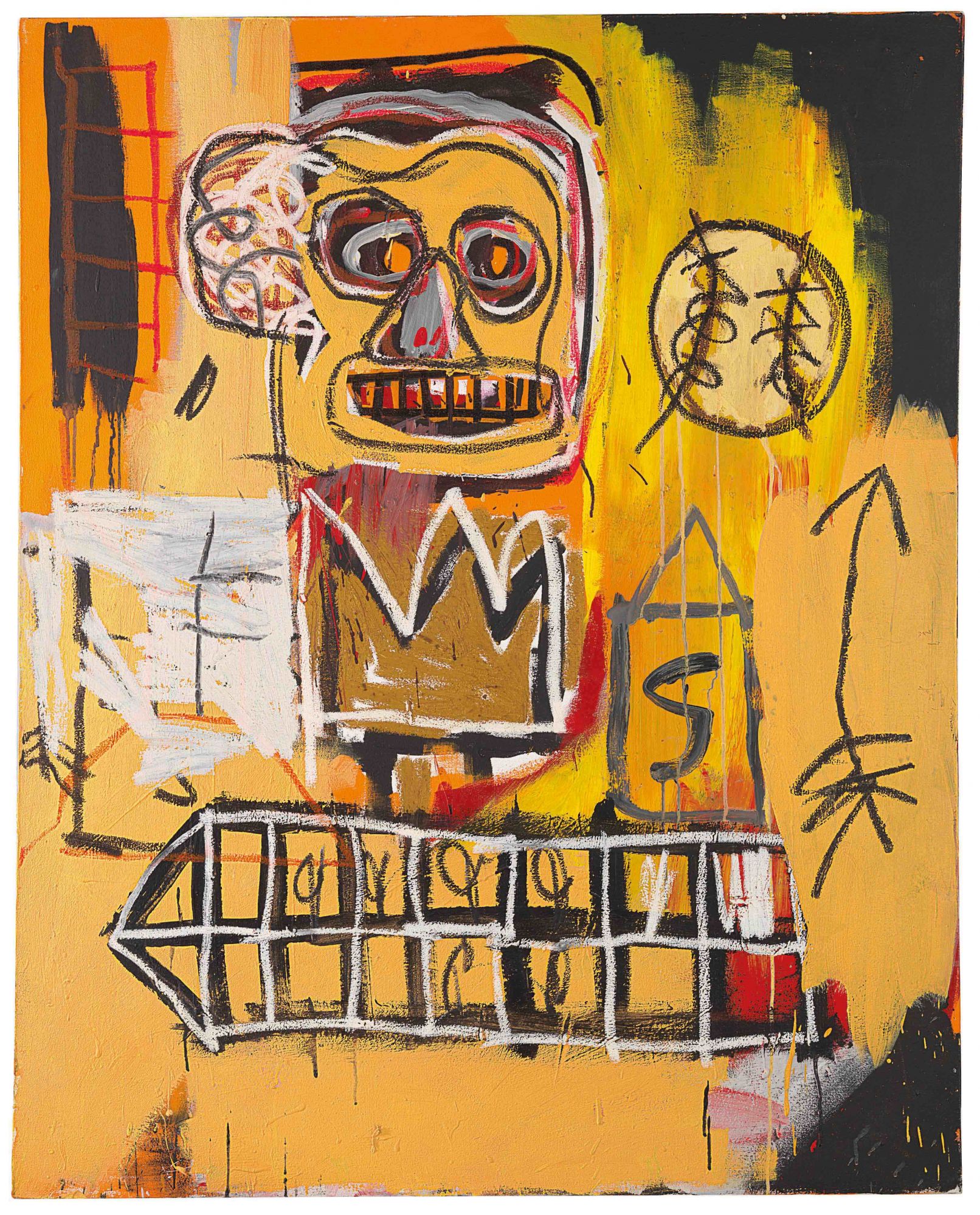 “Untitled (Orange Sports Figure)” by Jean-Michel Basquiat is estimated to sell for HK$62 million—94 million. The crowd will be keeping their eyes peeled for Japanese collector Yusaku Maezawa, who set the auction record for a Basquiat painting when he bought one for US$110 million in 2017.