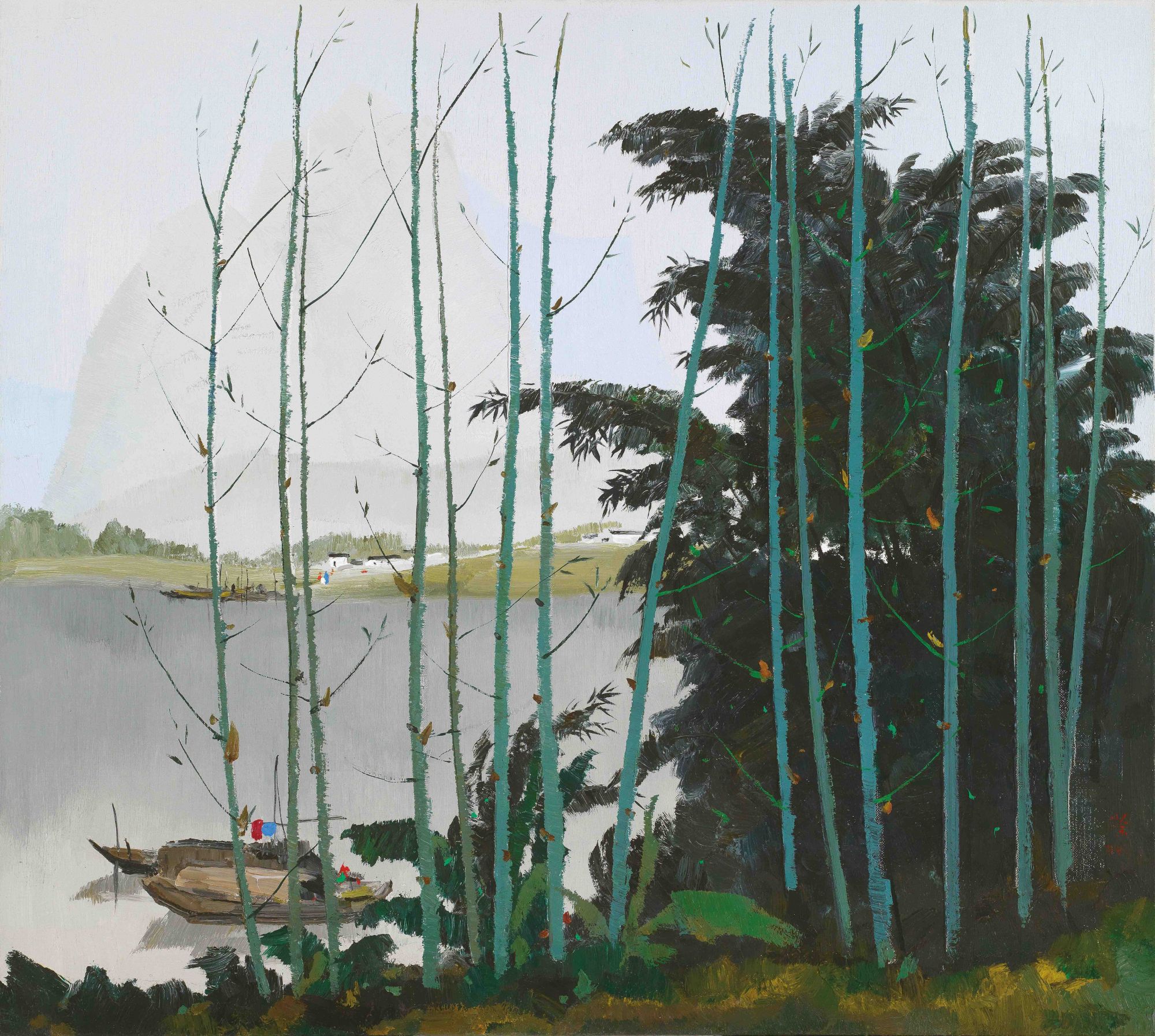 Wu Guangzhong is often cited as the founder of modern Chinese painting. This work, “New Bamboos Alongside Li River”, is estimated t sell for HK$18 million—28 million.