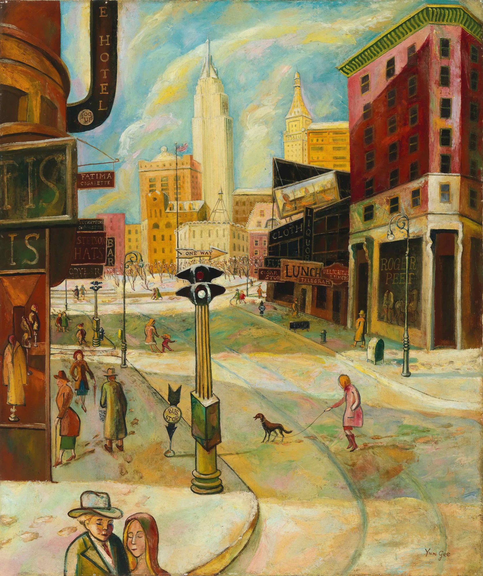 Chinese artist Yun Gee, who died in 1963, was deeply inspired by his years living in the USA. “Old Broadway in Winter” is estimated to sell for HHK$30 million—40 million.