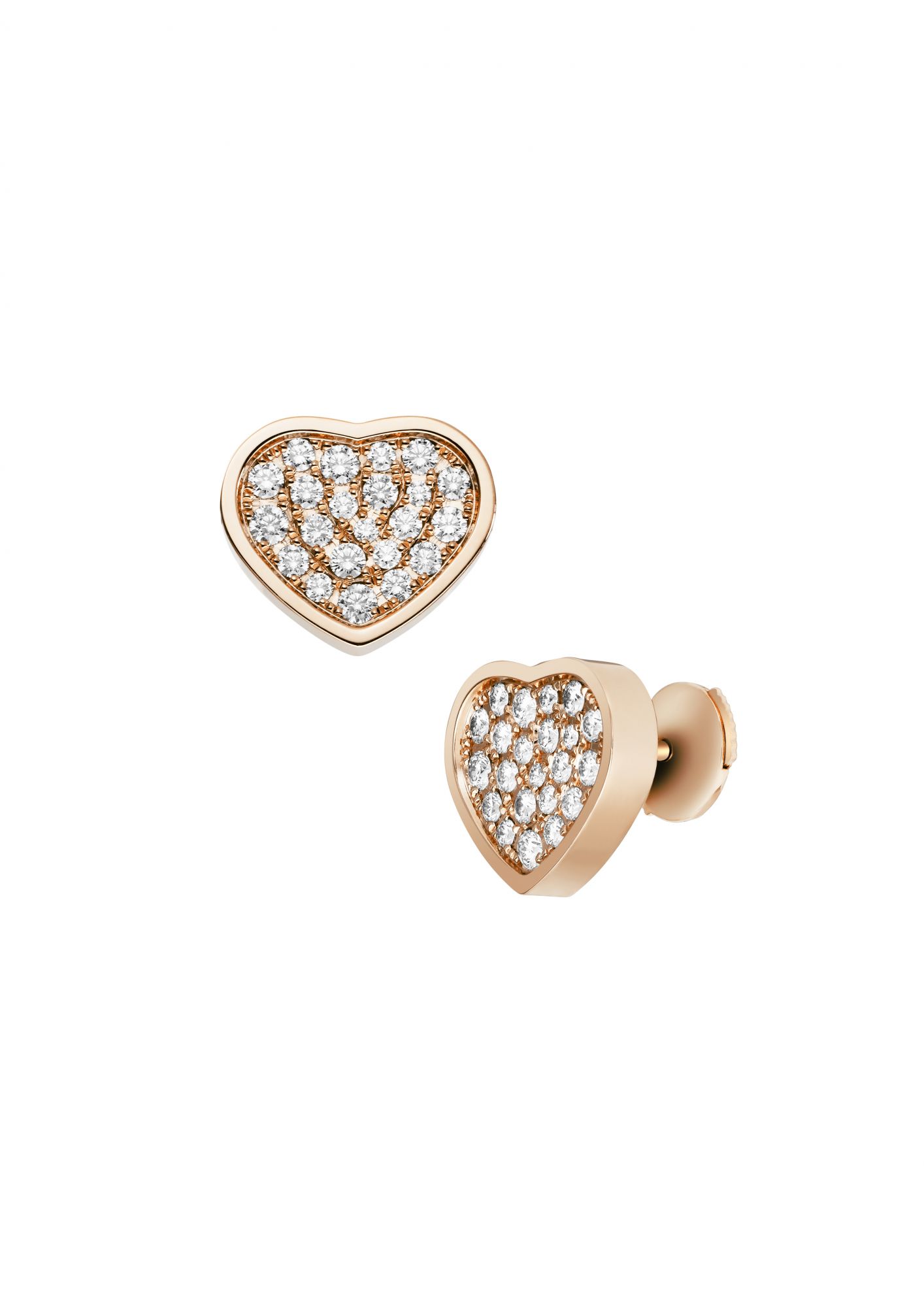 Happy Hearts ear clips in gold set with diamonds by Chopard