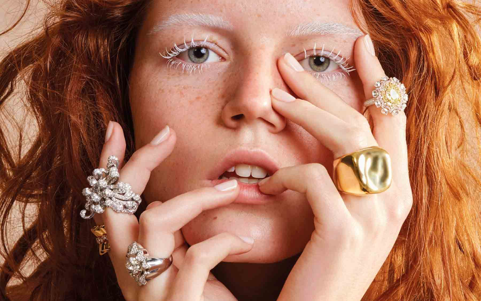 From left: Archi Dior Bar en Corolle ring by Dior | Cygne Blanc ring by Dior | Lion Pépite ring by Chanel | Nougat ring by Dior | Oval en-tremblant ring set with diamonds by Nirav Modi