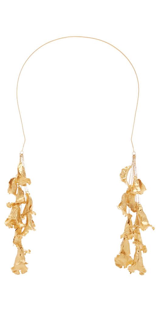Joanna Ortiz Veinte Poemas De Amor headpiece in gold, exclusive to Moda Operandi