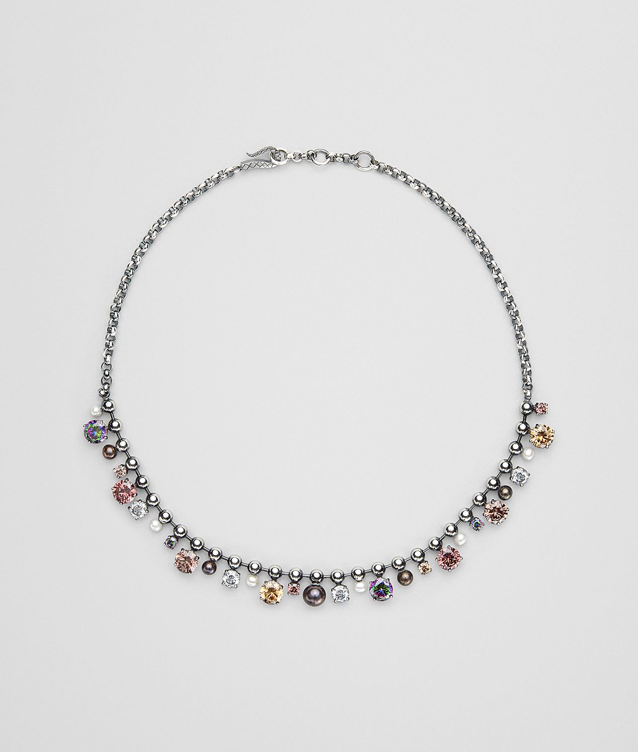 Necklace in pearl and zirconia by Bottega Veneta. Available at Bottega Veneta