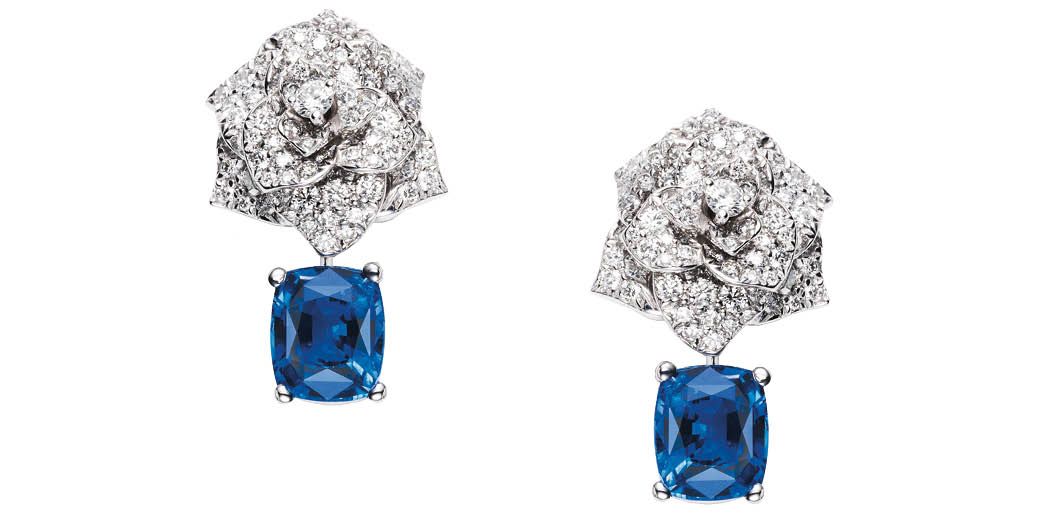 Piaget earrings set with sapphires and diamonds from the Limelight Garden Party collection (Photo: Courtesy of Piaget)