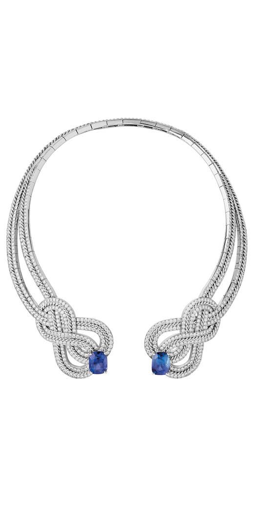 Chanel Azurean Braid necklace in white gold set with sapphires, diamonds and pearls from the Flying Cloud collection (Photo: Courtesy of Chanel)