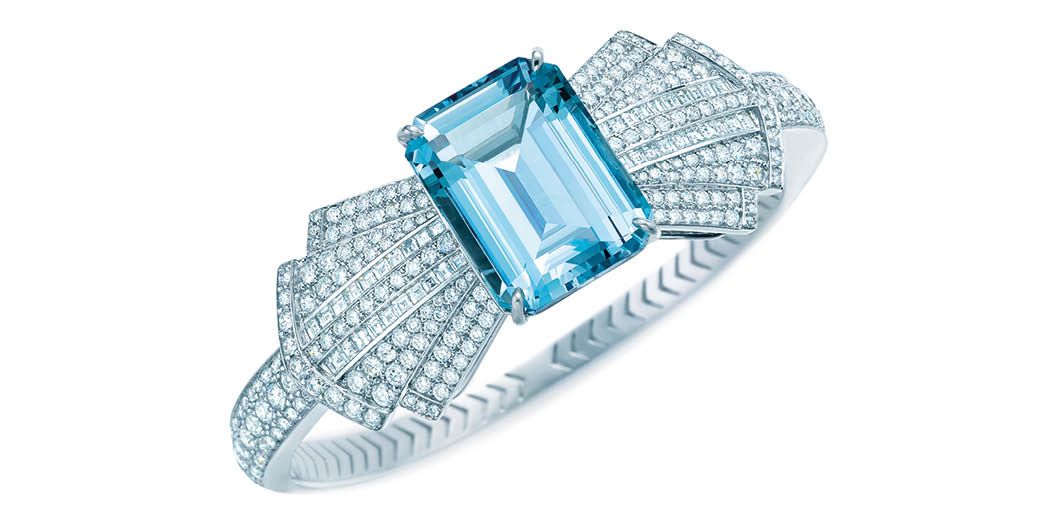 Tiffany & Co bracelet with an emerald-cut aquamarine and diamonds (Photo: Courtesy of Tiffany & Co)