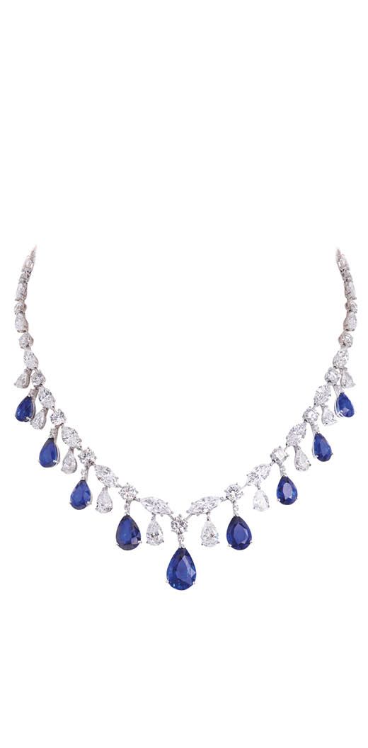 Moussaieff necklace set with blue sapphires and diamonds (Photo: Courtesy of Moussaieff)
