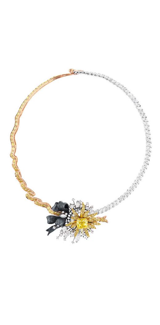 Dior Dior à Versailles Salon d’Apollon necklace in white, pink and yellow gold, and darkened silver, set with white and yellow diamonds