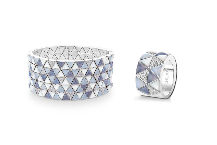 Marqueterie bracelet and ring by Boucheron