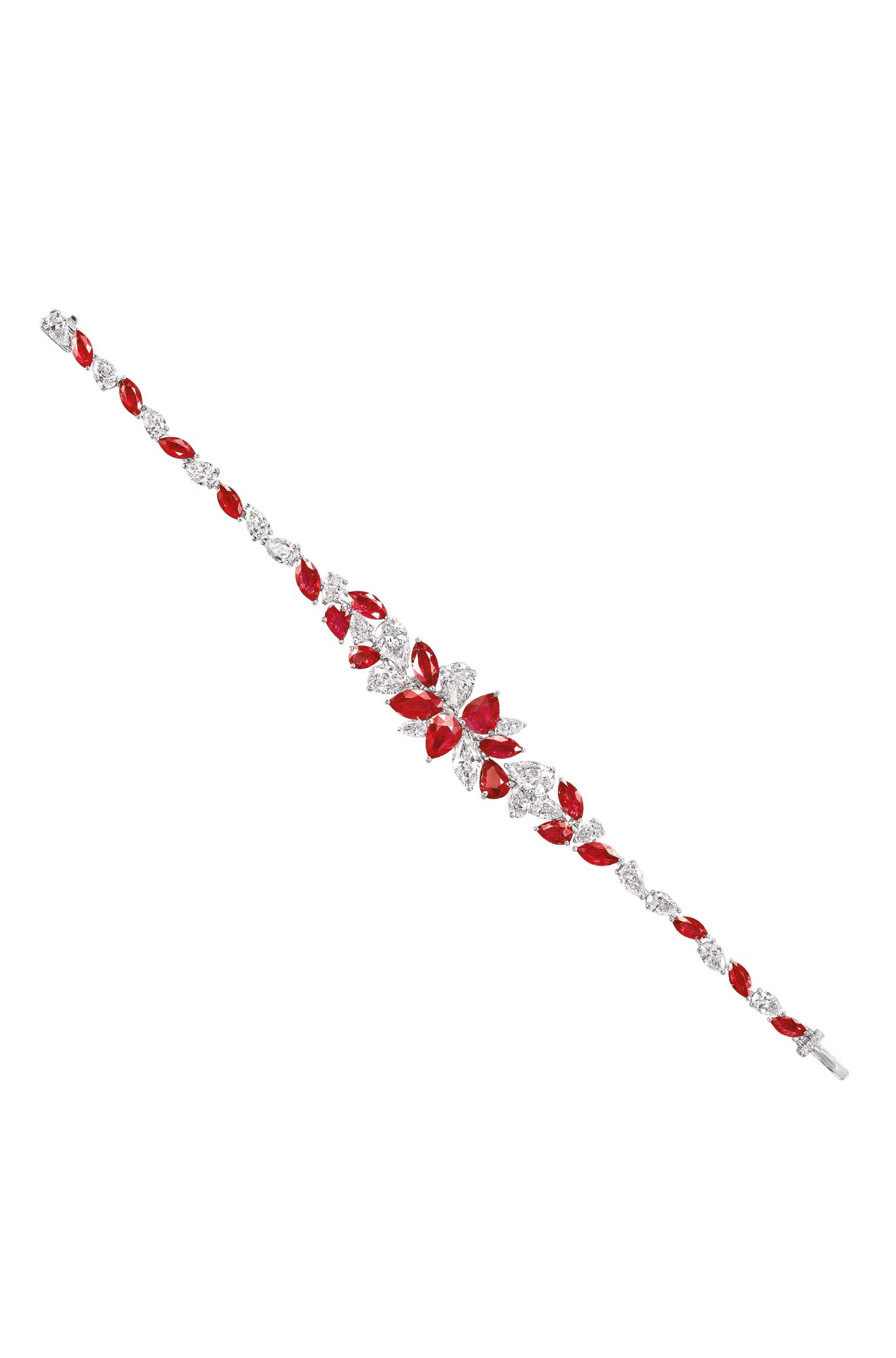 Bracelet from the Foliage collection in white gold set with rubies and diamonds, by Graff