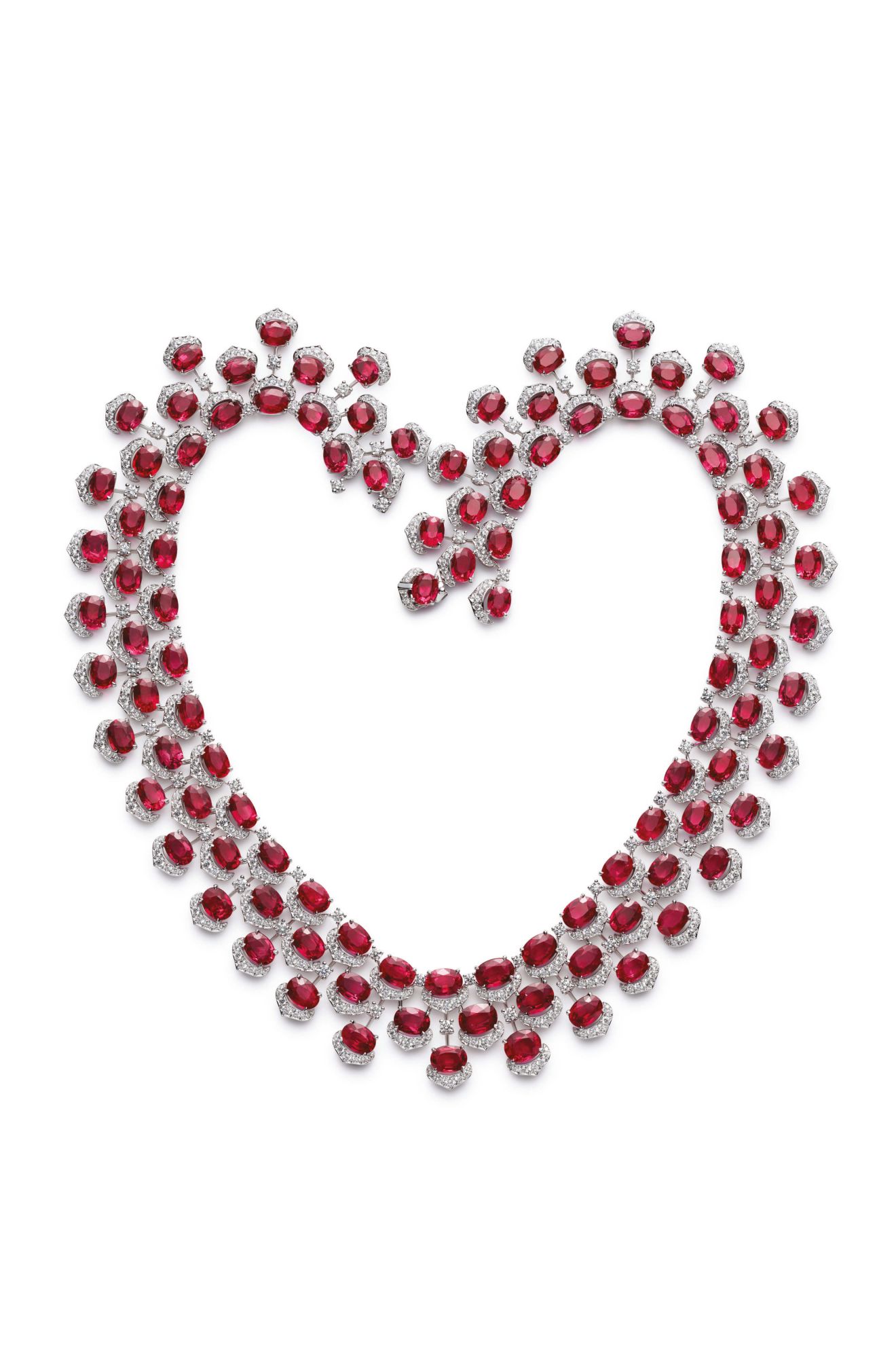 Necklace from the Red Carpet collection in white gold set with rubies and diamonds, by Chopard