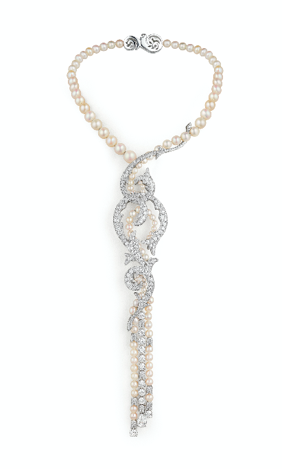 Valses d’Hiver necklace in white gold set with pearls and diamonds, by Chaumet. (Photo: Courtesy of Chaumet)