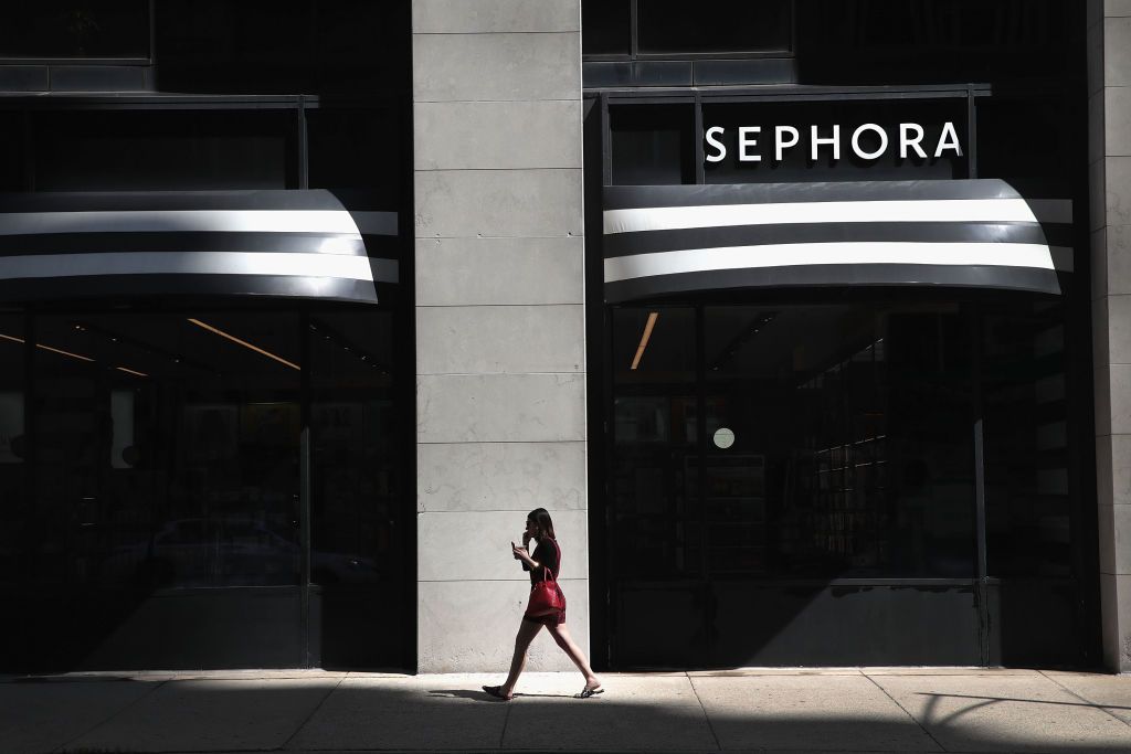 CHICAGO, ILLINOIS - JUNE 05: A pedestrian walks past a Sephora store on June 05, 2019 in Chicago, Illinois. Sephora closed all of its stores today for employees across the country to undergo diversity training following an incident where singer SZA said she was profiled at a California Sephora store. (Photo by Scott Olson/Getty Images)