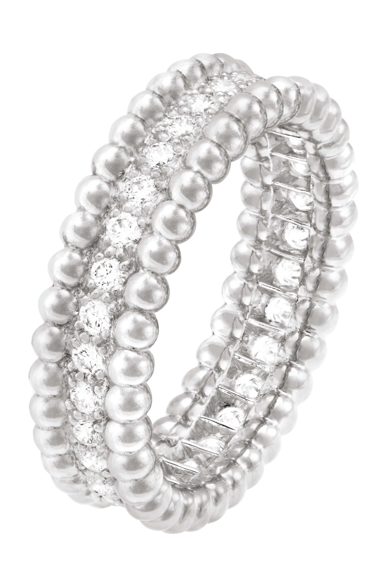 Perlée ring in white gold set with diamonds by Van Cleef & Arpels. (Photo: Courtesy of Van Cleef & Arpels)