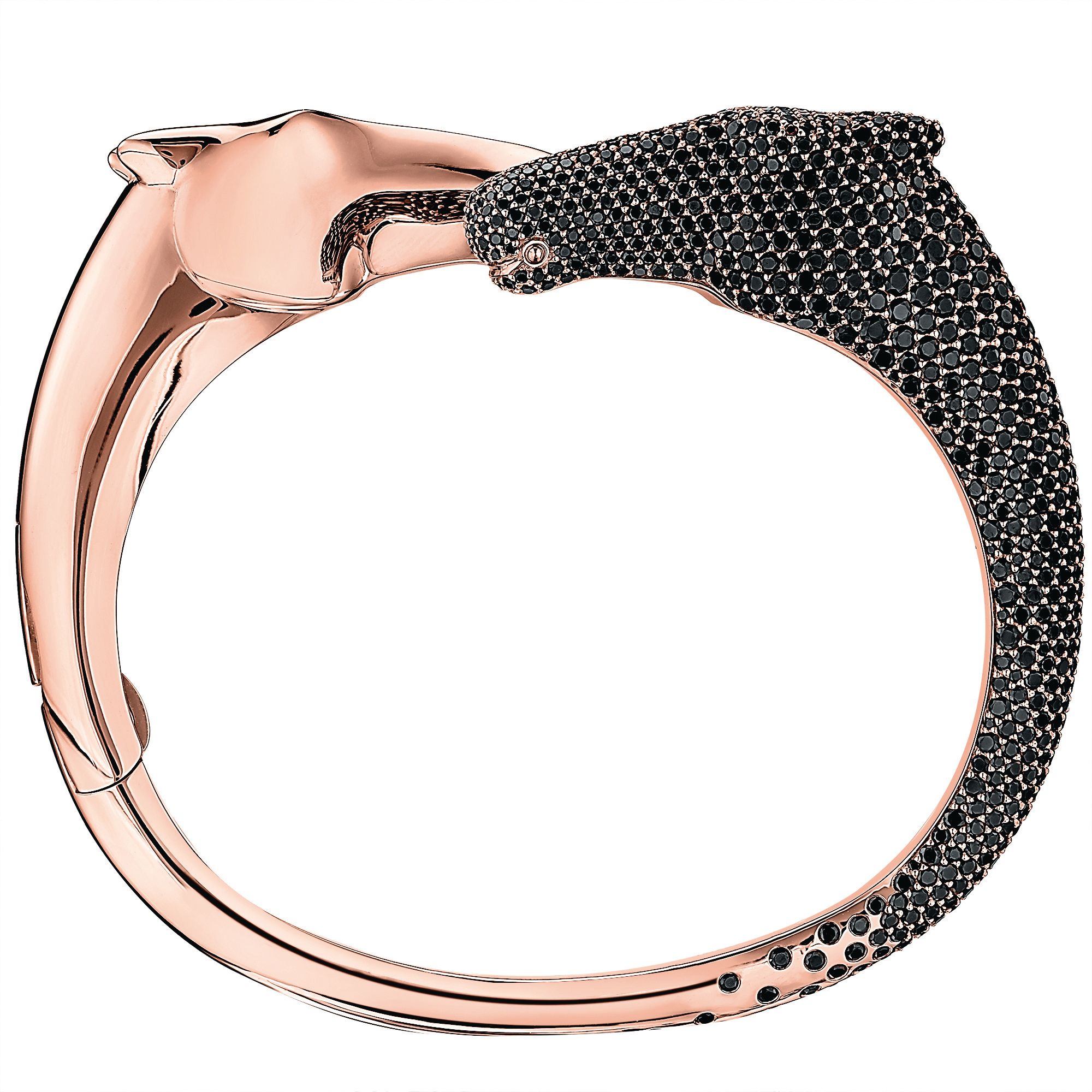 Hermès galop bracelet in rose gold set with black spinels.