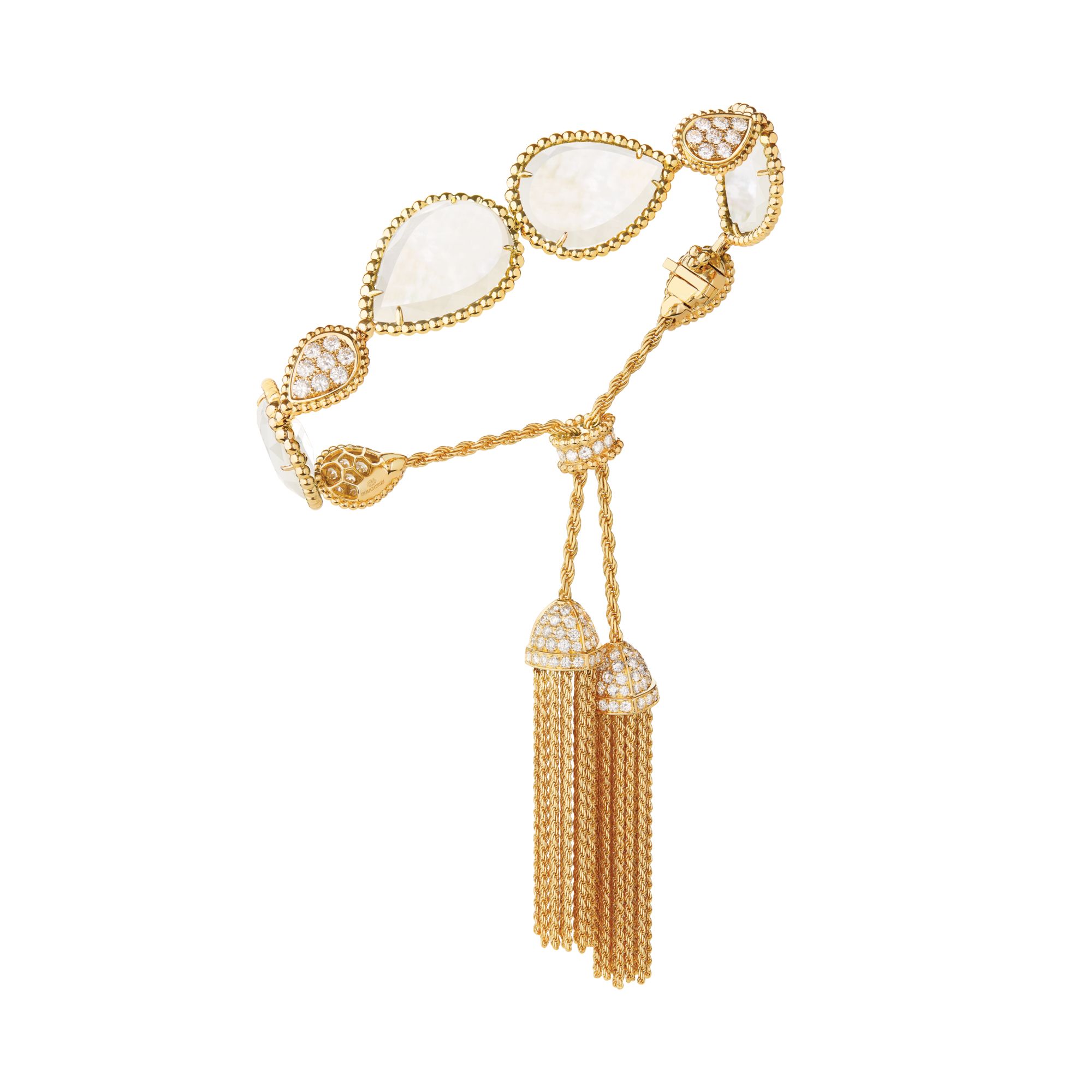 Boucheron Serpent Bohème bracelet in yellow gold set with mother-of-pearl and diamonds