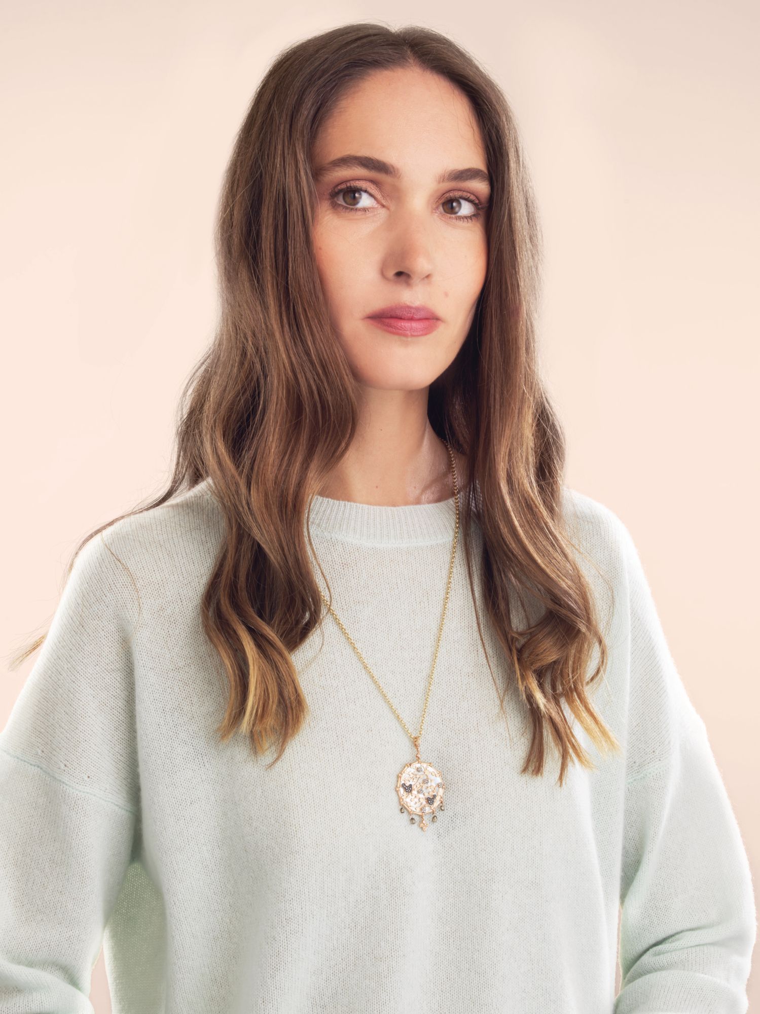 Annoushka Dream Catcher pendant in rose gold set with mother-of-pearl and diamonds