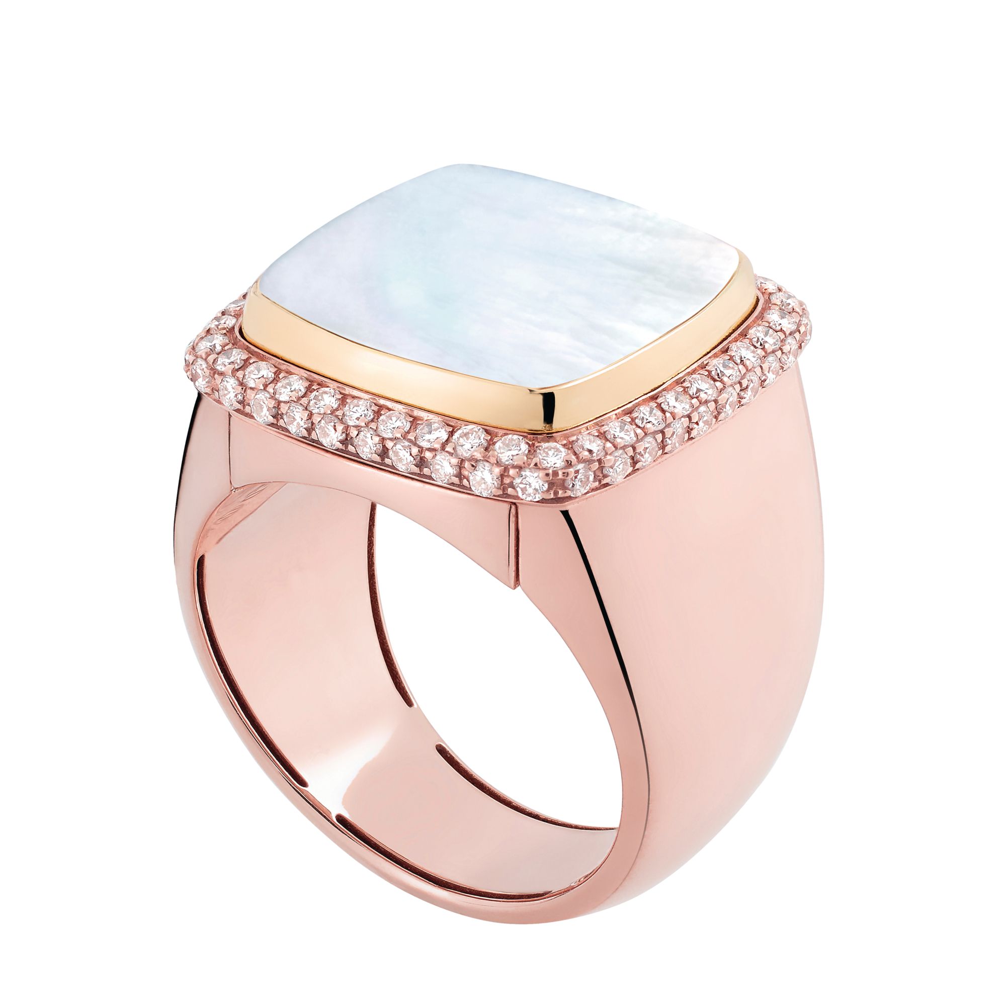 Fred Pain de Sucre ring in rose gold set with mother-of-pearl and diamonds