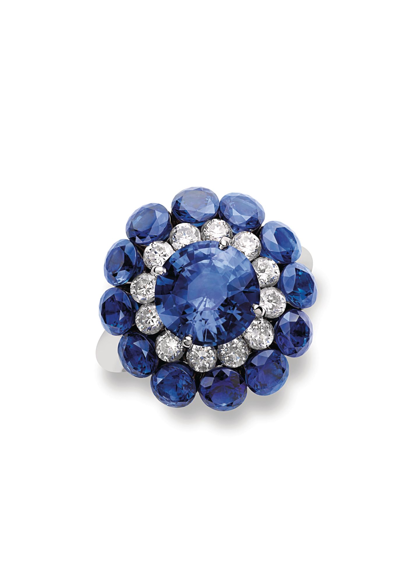 Magical Setting ring in white gold set with sapphires and diamonds by Chopard