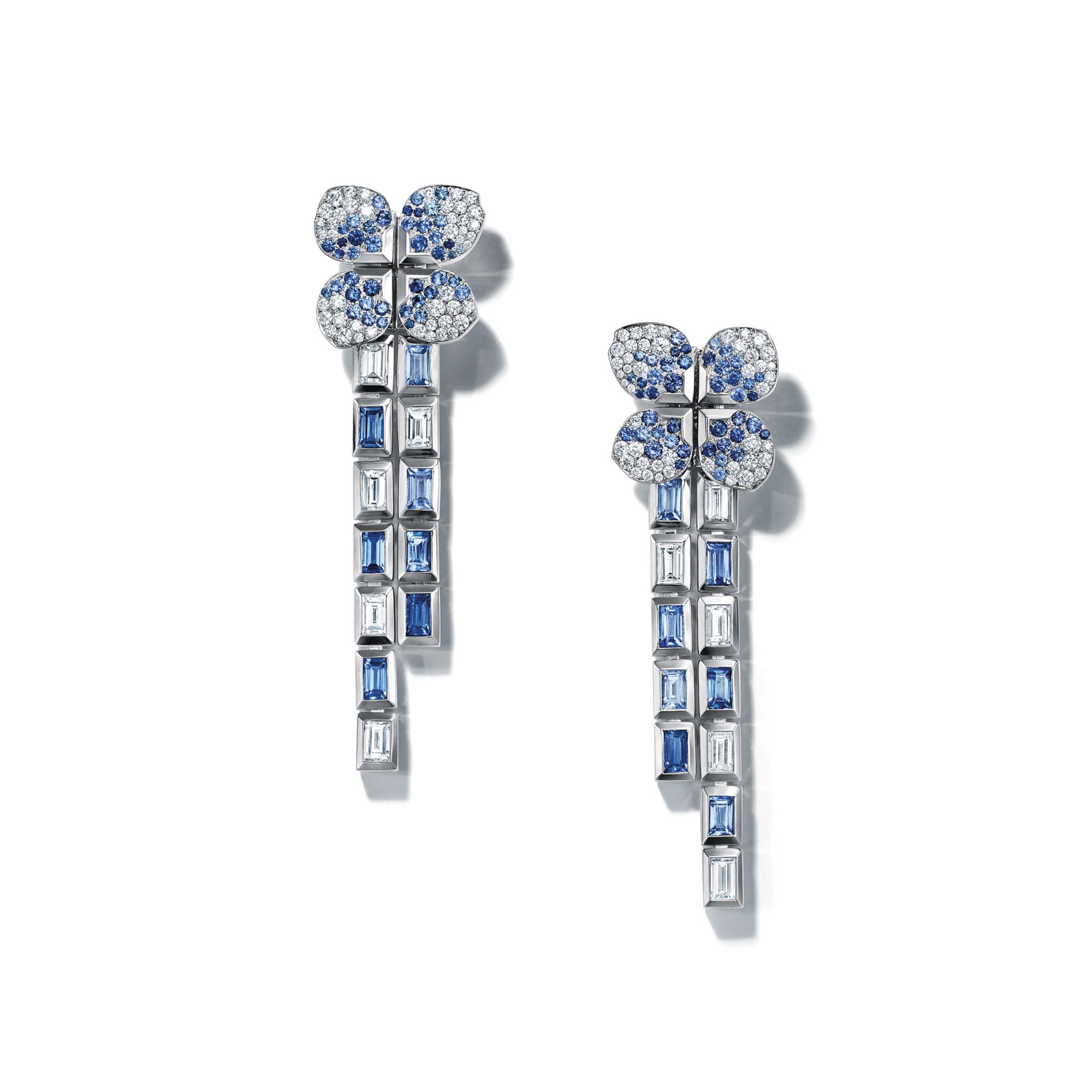 Earrings in platinum set with sapphires and diamonds by Tiffany & Co