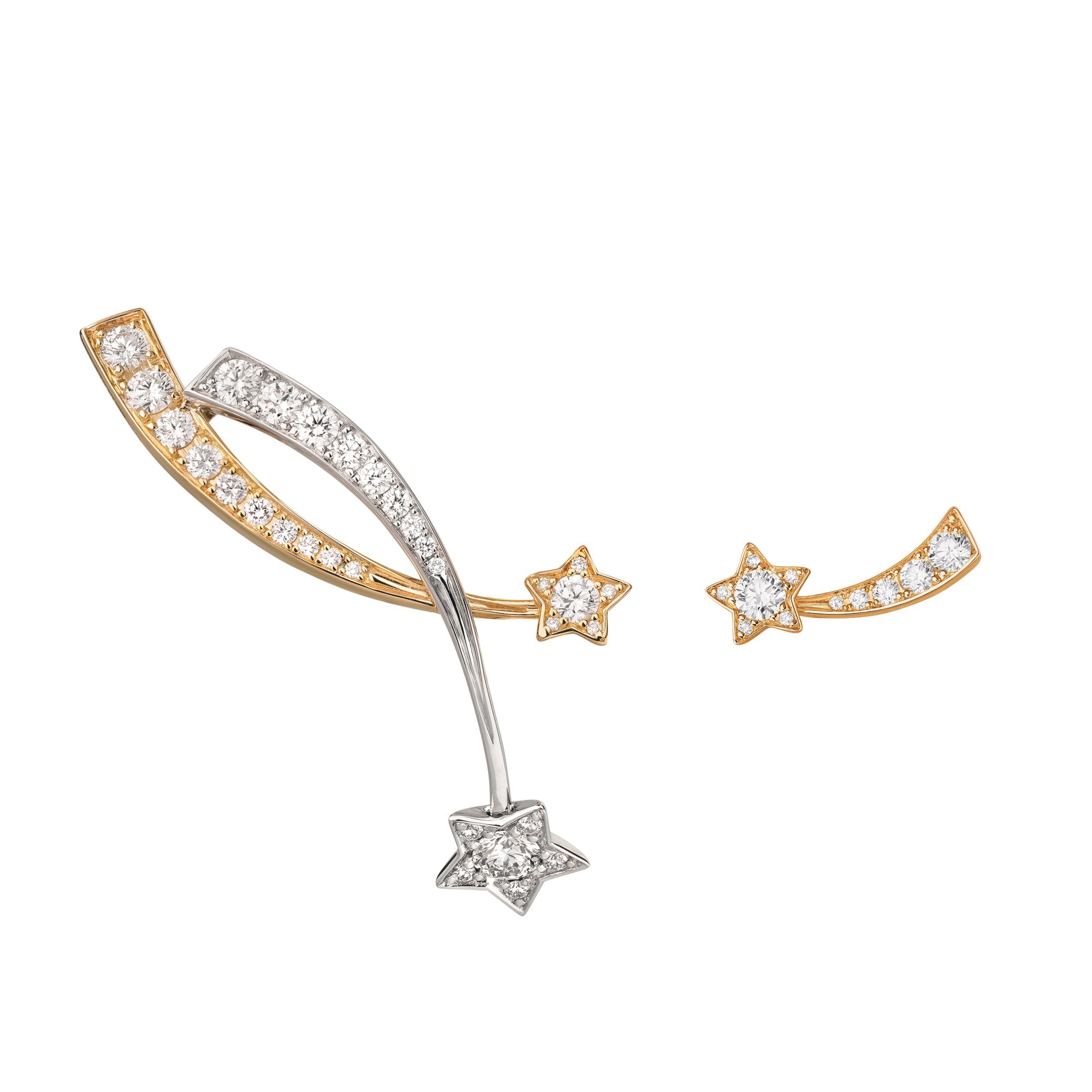 Shooting Star earrings in white and yellow gold set with diamonds by Chanel
