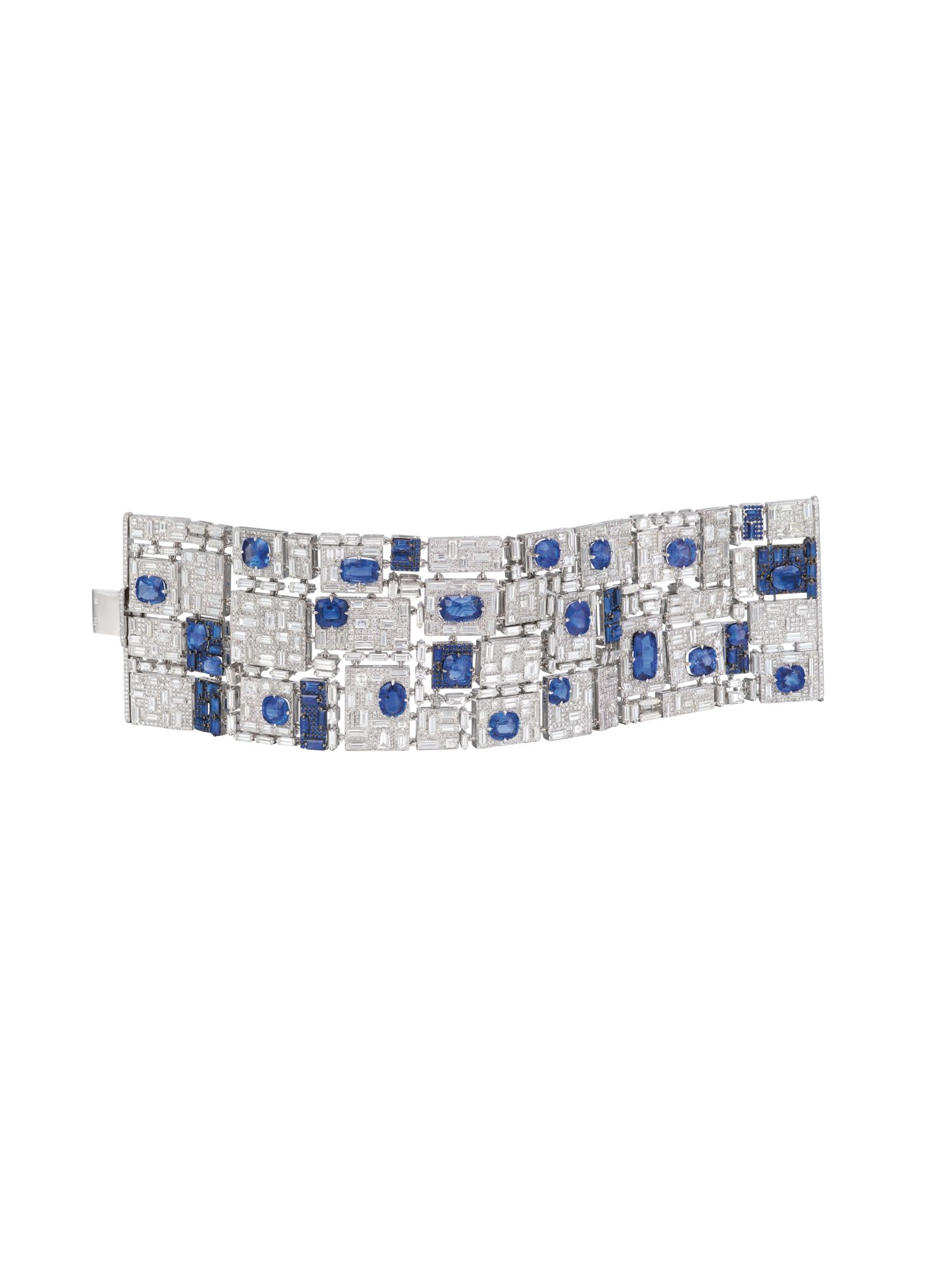 Bracelet in white gold set with sapphires and diamonds by Boghossian