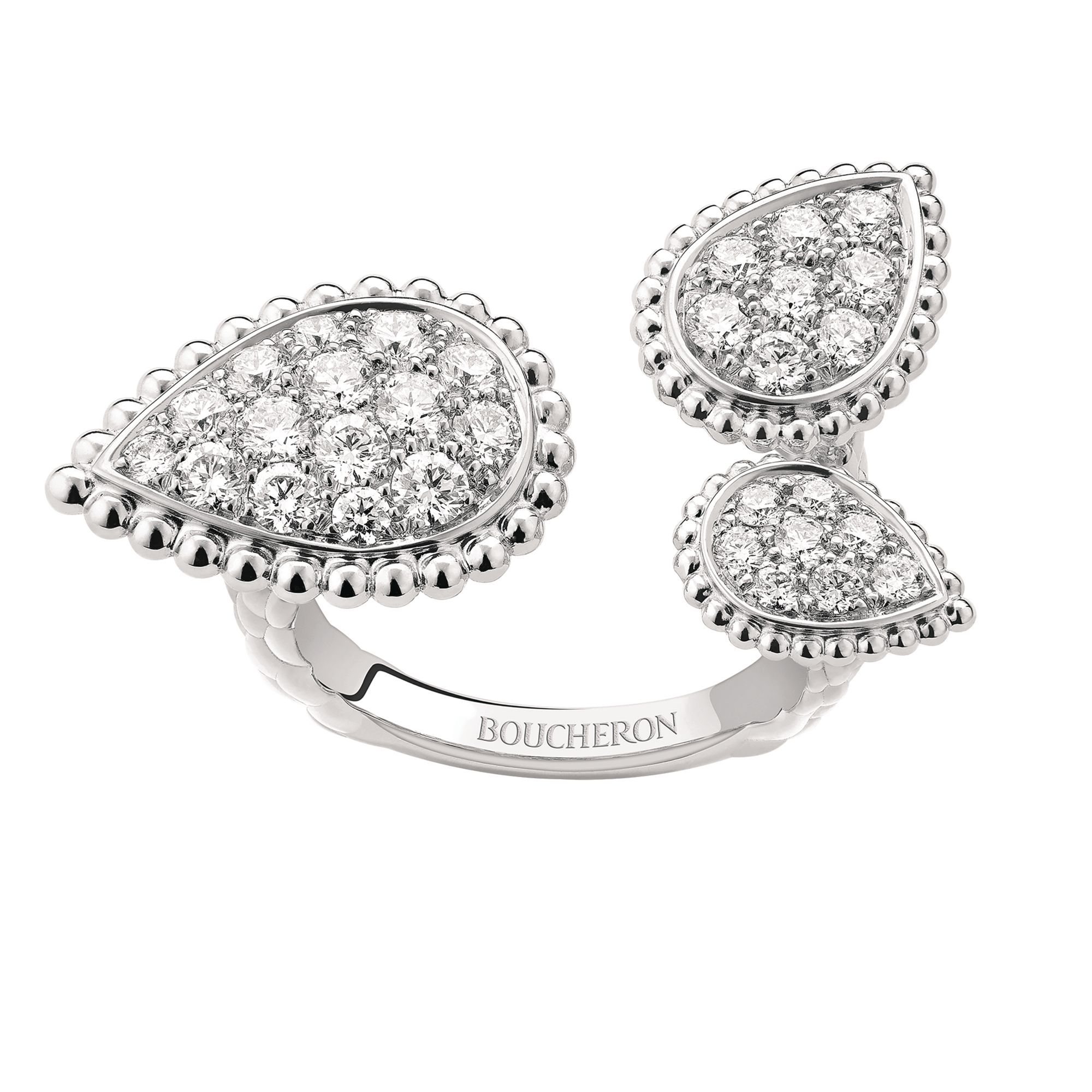 Serpent Bohème ring in white gold set with diamonds by Boucheron