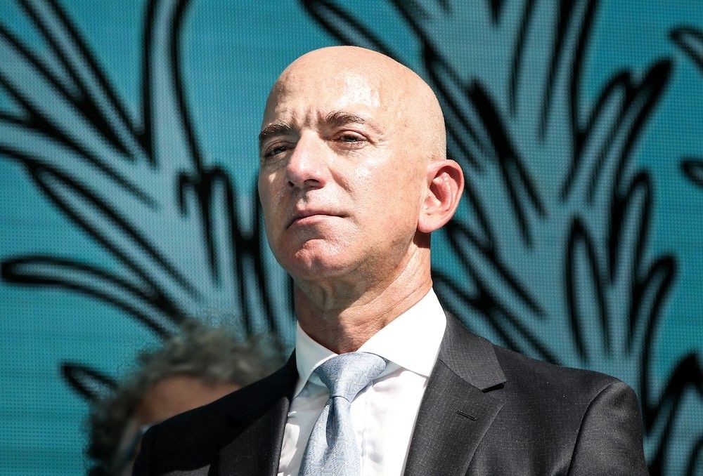 ISTANBUL, TURKEY - OCTOBER 2: Amazon CEO Jeff Bezos attends a commemoration ceremony held in front of Saudi consulate on the first anniversary of his murder, in Istanbul, Turkey on October 02, 2019. (Photo by Elif Ozturk/Anadolu Agency via Getty Images)
