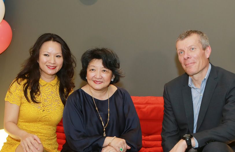 Star Hill Living sales director Sabrina Yong, Dato' Yeoh Soo Min and Ligne Roset export director Bernard Vinson