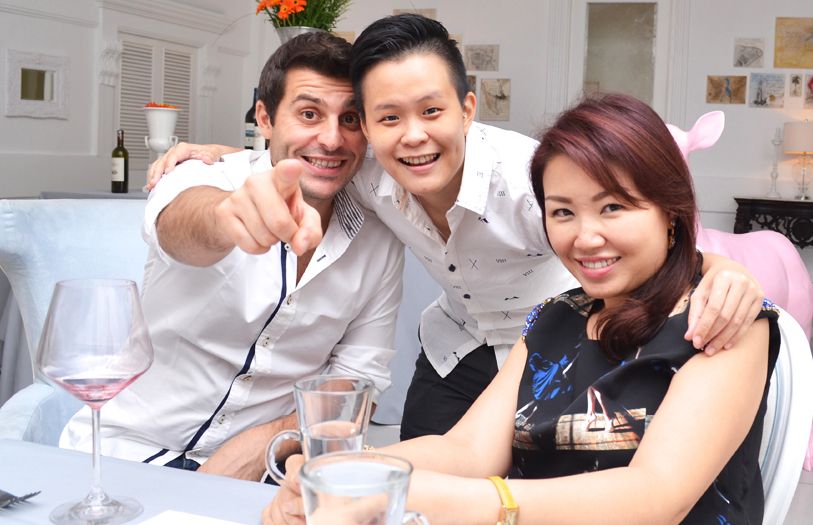 (L-R) Area Manager (Asia Pacific) of Ornellaia Estate, Patrick Lachapele; Chen Chern Loh and owner of Macalister Mansion, Datin Karen H’ng
