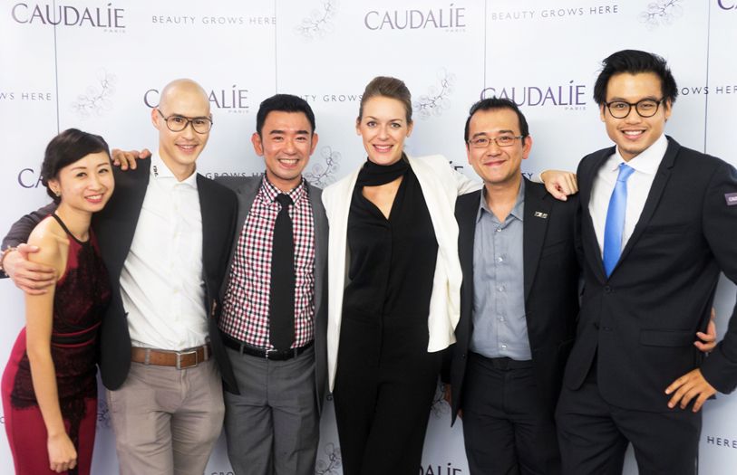 (L-R)June Choo; Hubert W Hoi; Founder of KENSapothecary, Ken Lim; Director of Caudalie Asia, Cecile Ossola; Bernard Lim and Victor King
