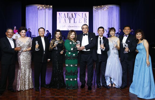 This year's Malaysia Tatler award winners. All winners received a Lalique trophy, a Rimowa suitcase and special individual prizes.