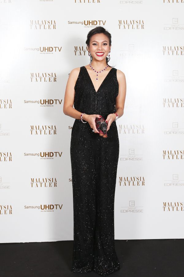 2013 October: Esha picks a subtly studded Valentino jumpsuit for the Tatler Ball