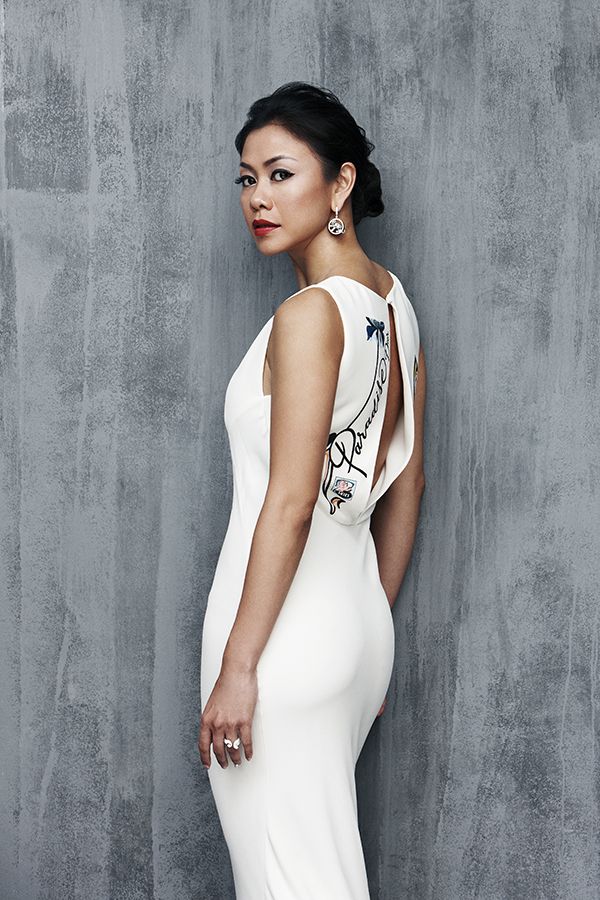 November 2015 Most Stylish Woman feature story: Datin Wira Sabrena is an elegant vision in a white Dior dress and Cartier jewellery