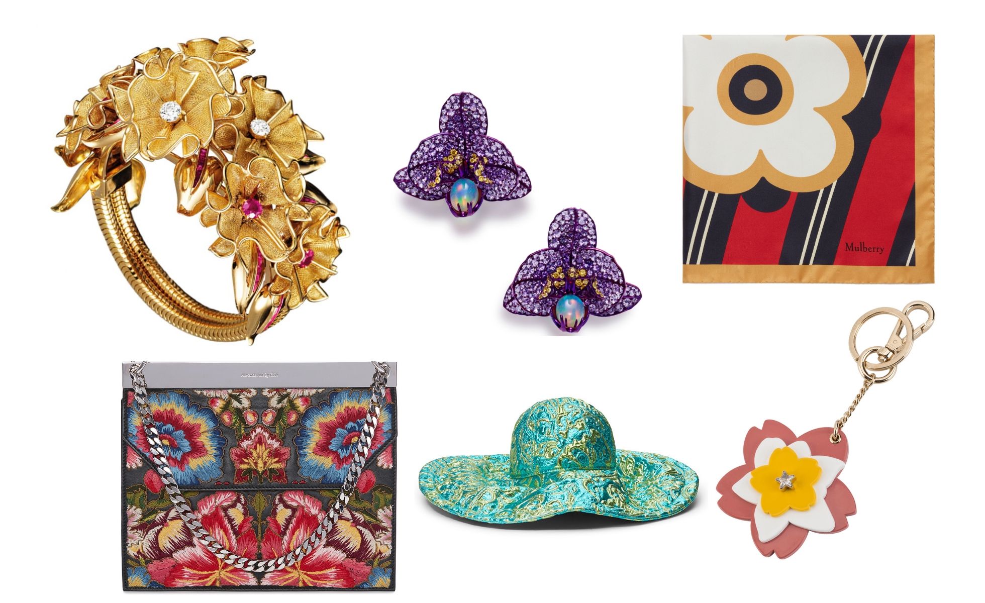 The season's tribute for spring lovers in must-have accessories. Swipe more to see them up close!