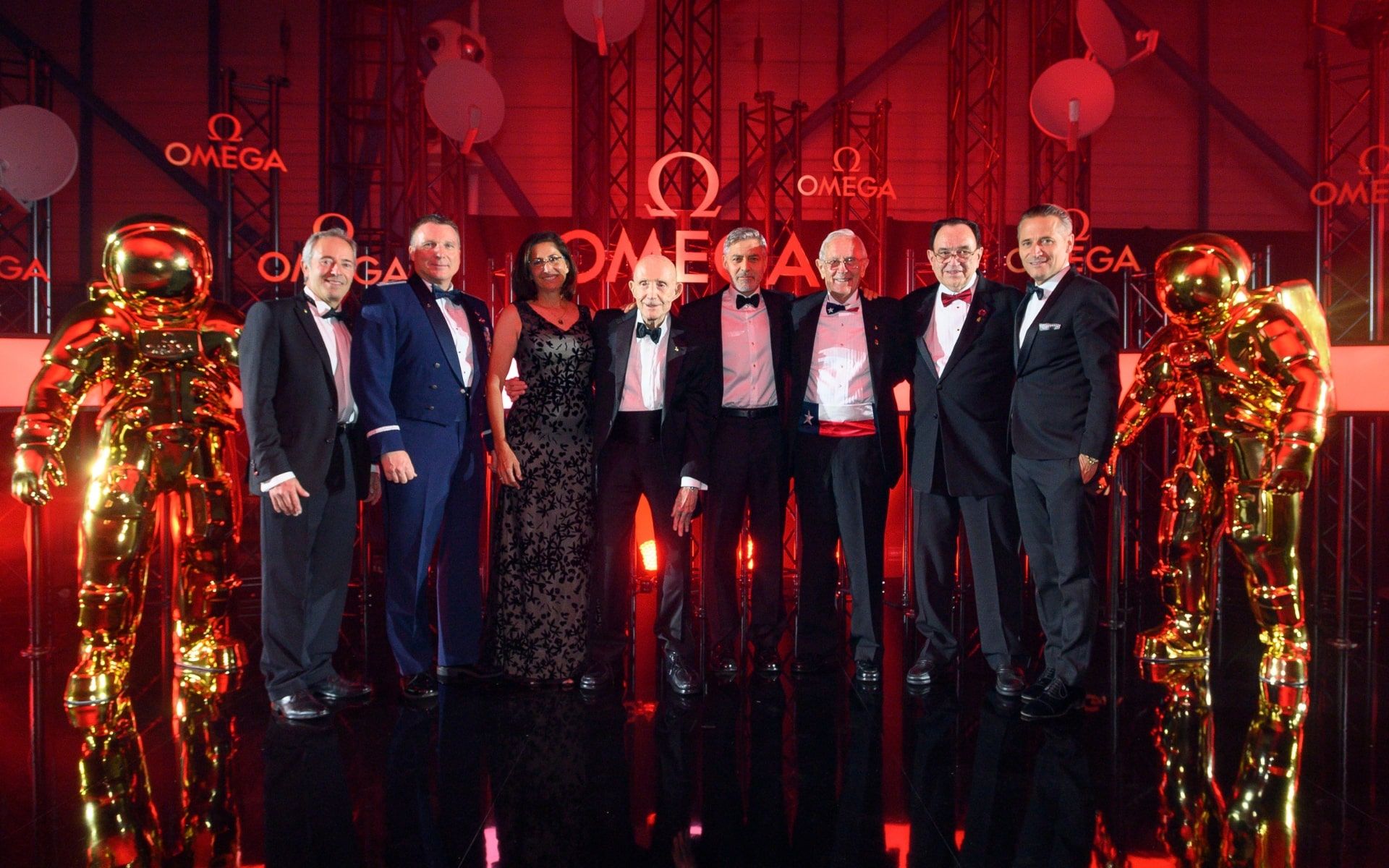 Jean-François Clervoy, Terry Virts, Nicole Stott, Thomas Stafford, George Clooney, Charlie Duke, James Ragan and Raynald Aeschlimann