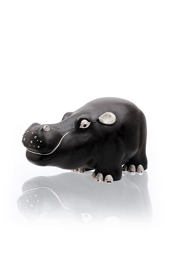 Lotus Arts de Vivre Handcrafted Brown Leather Hippo Stool