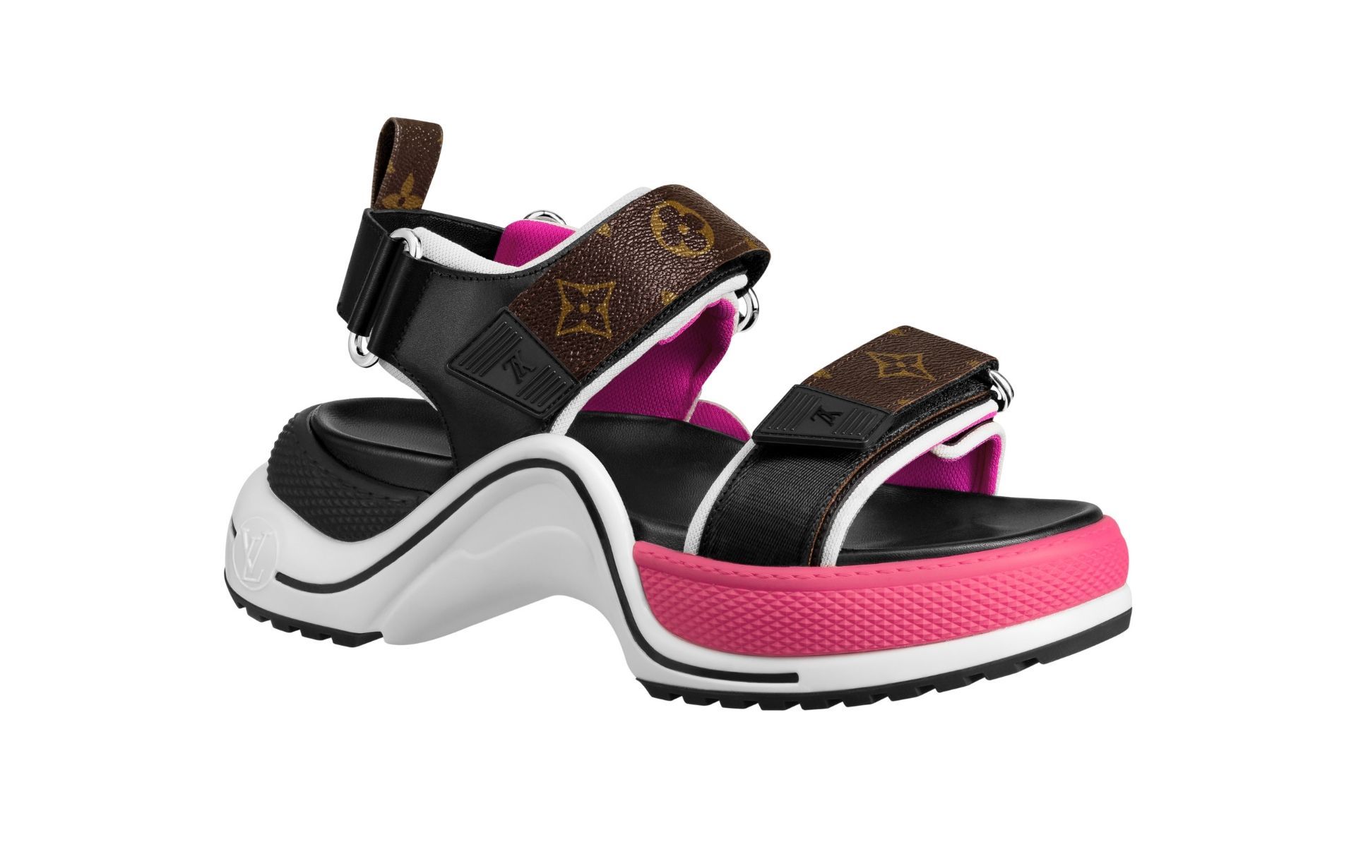 With its distinct wave-shaped outer sole, these chunky monogrammed sandals by Louis Vuitton are for the sporty gals out there. (Photo credit: Louis Vuitton)