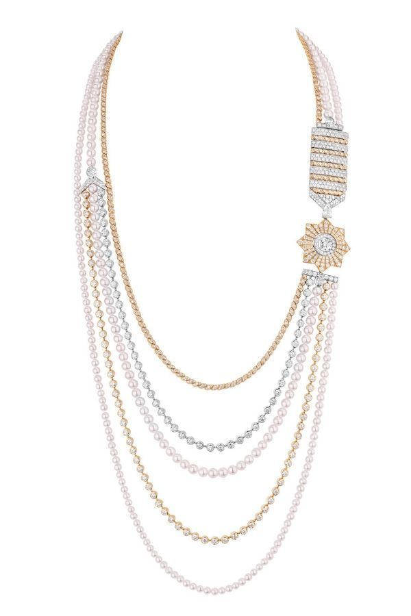 Hark back to the flapper days of long, beaded jewellery like this mixed stone necklace, in strings and shades of precious gold. (Photo credit: Chanel)