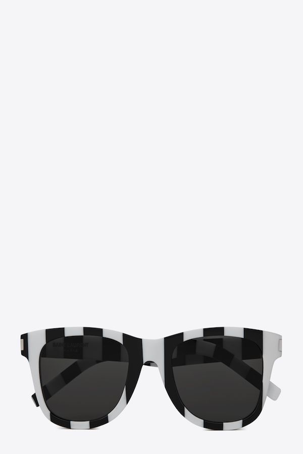 You’ll always look chic with the Saint Laurent black and white striped sunglasses. Photo: Courtesy of Saint Laurent.