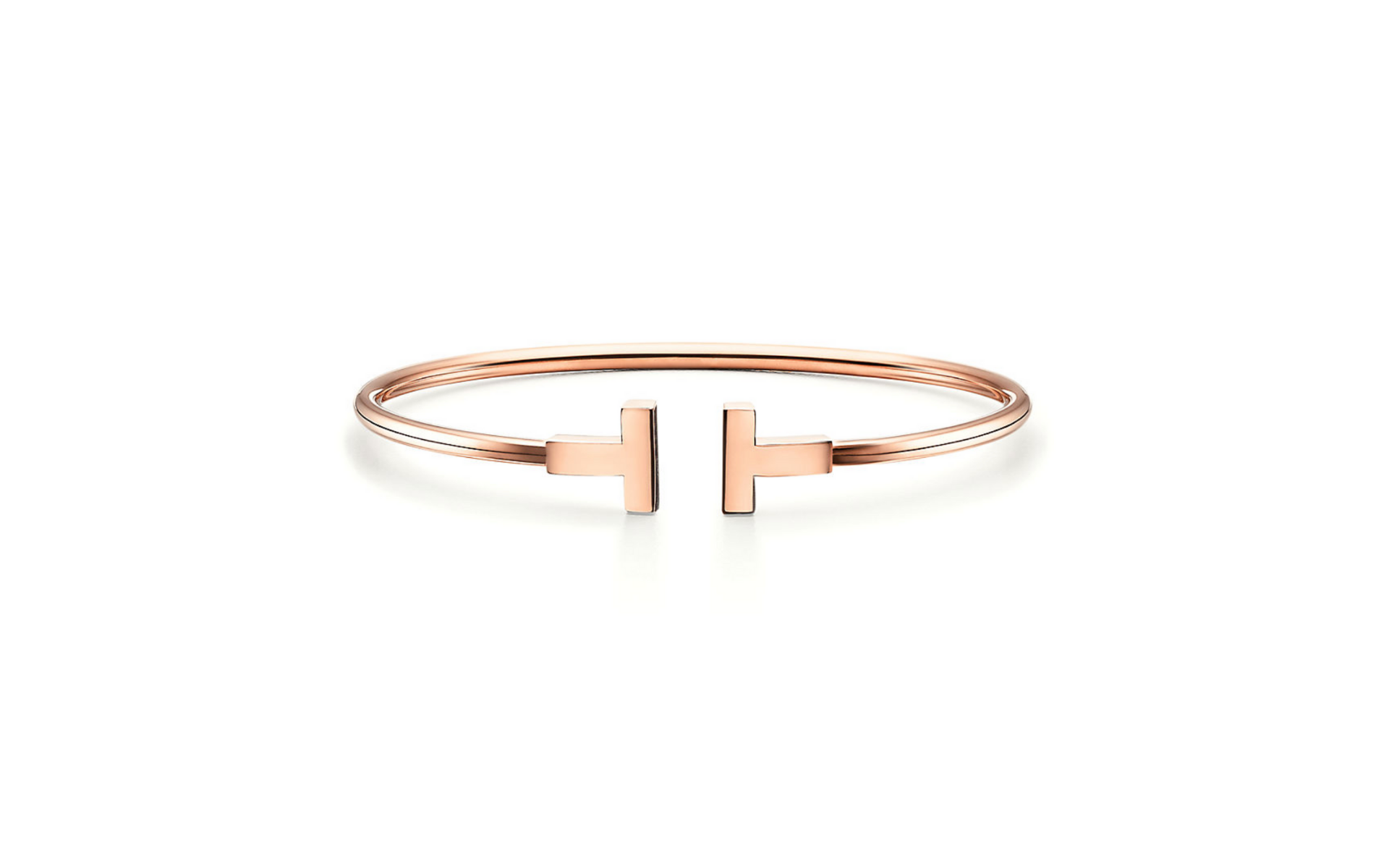 The Tiffany & Co, T bracelet is the perfect rose gold companion. Photo: Courtesy of Tiffany & Co