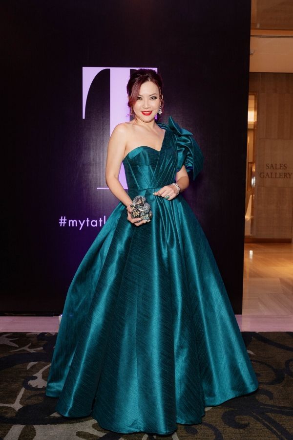 Cherrie Chin was certainly one of the best-dressed in her teal ball gown by Celest Thoi