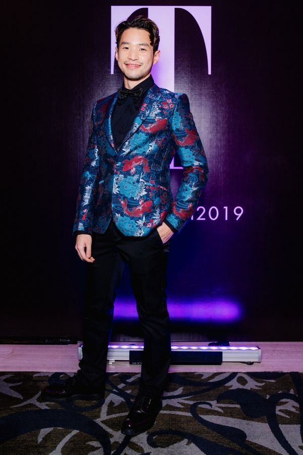 Timothy Tan was utterly dapper in an oriental-inspired jacket from Label Lab